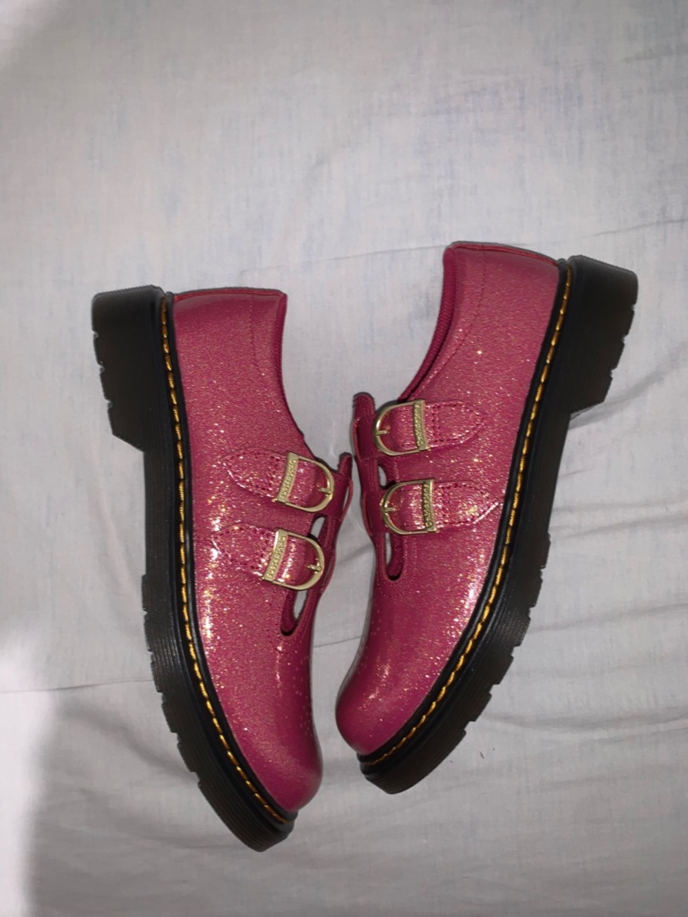 Dr. Martens Junior 8065 Glitter Patent Leather Mary Jane Pink Size: 6M/7W
